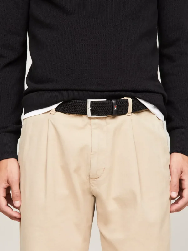 Tommy Hilfiger Adan Gürtel aus geflochtenem Stretch-Gurtband BLACK Best