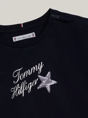 Tommy Hilfiger Adaptive Logo-T-Shirt mit Pailletten-Stern DESERT SKY Cheap