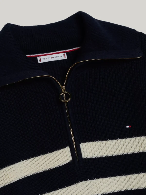 Tommy Hilfiger Adaptive Pullover mit halbem Reißverschluss DESERT SKY/IVORY PETAL STRIPE Sale