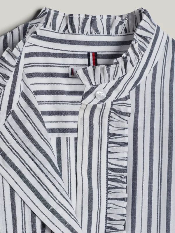 Tommy Hilfiger Adaptive Relaxed Fit Bluse mit Streifen LUREX STP DESERT SKY/ WHITE Store