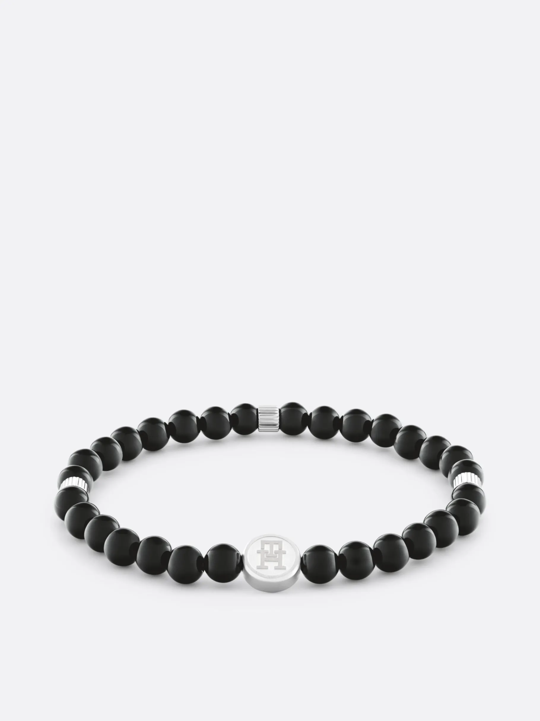 Tommy Hilfiger Armband aus Onyx-Perlen mit TH-Monogramm BLACK Clearance