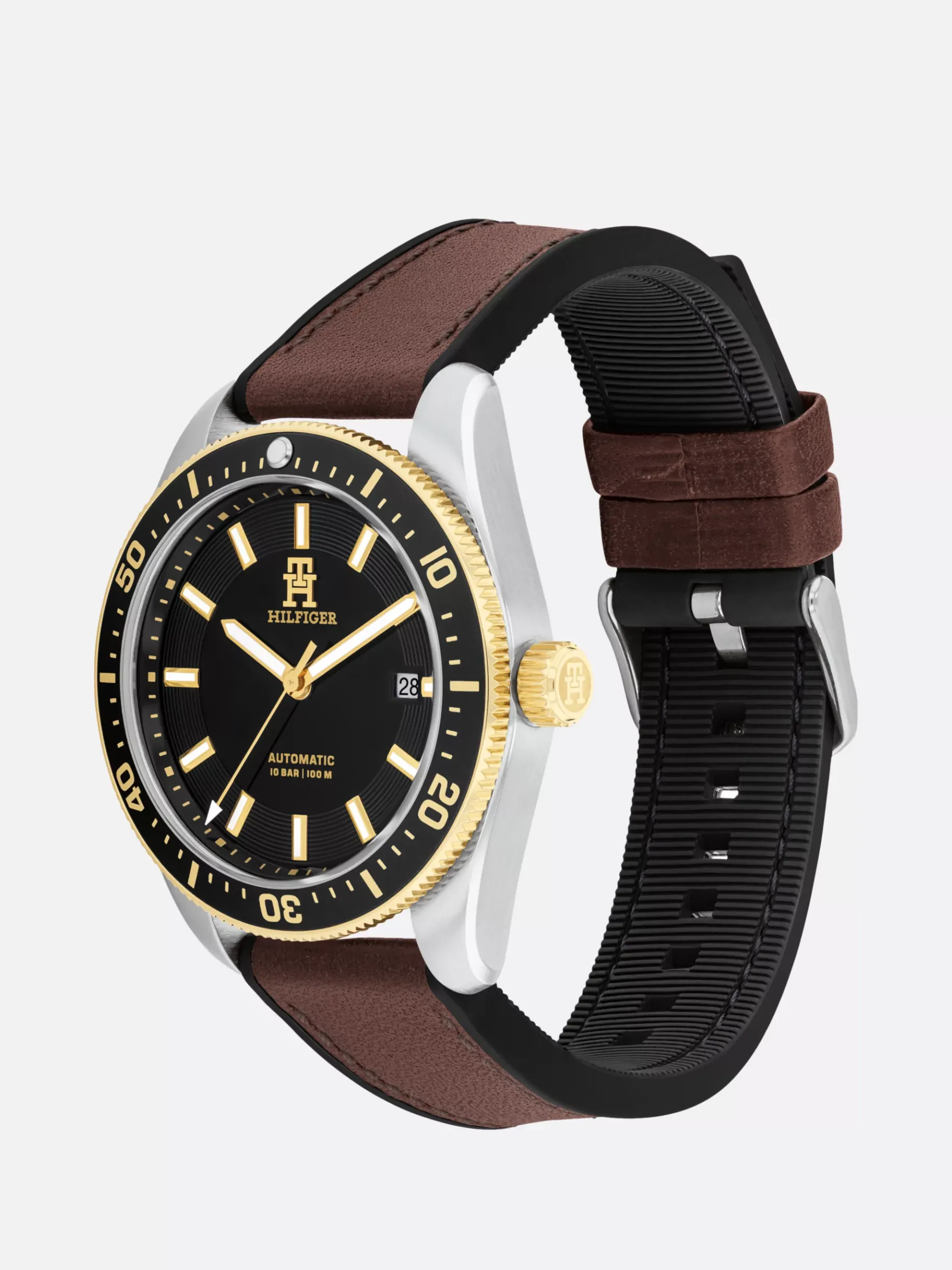 Tommy Hilfiger Armbanduhr mit Lederarmband und TH-Monogramm BROWN Hot