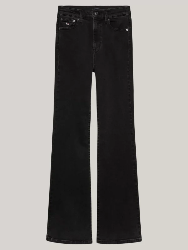 Tommy Hilfiger Ausgestellte schwarze Jeans mit hohem Bund DENIM BLACK Shop