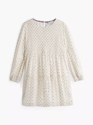 Tommy Hilfiger Ausgestelltes Mesh-Kleid mit Metallic-Sternen ANCIENT WHITE ALLOVER Shop