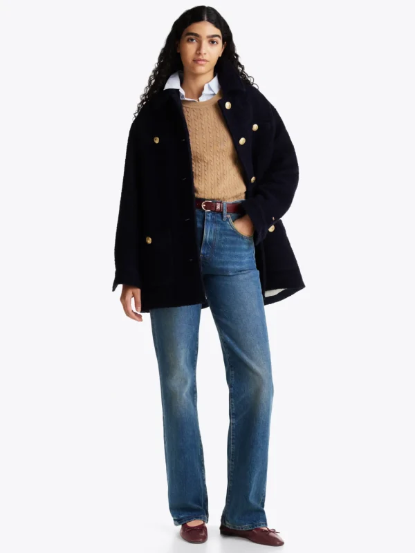 Tommy Hilfiger Ballerina aus Leder mit TH-Monogramm BURGUNDY VELVET Cheap