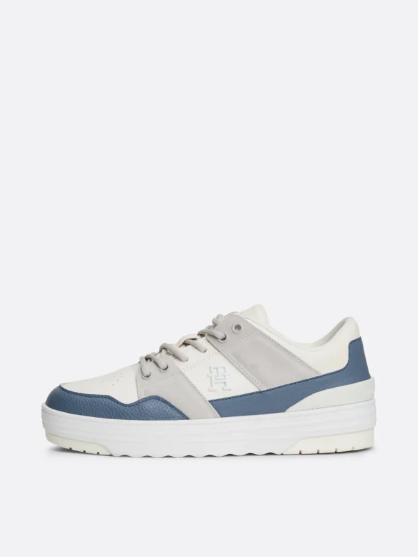 Tommy Hilfiger Basketball-Sneaker aus Leder mit Struktur-Mix ECRU/ANCIENT WHITE Discount