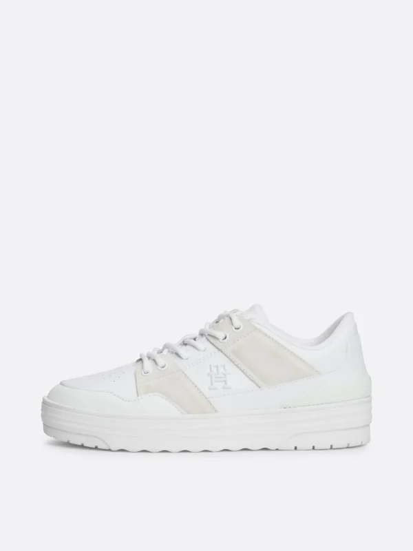 Tommy Hilfiger Basketball-Sneaker aus Leder mit Struktur-Mix WHITE Online