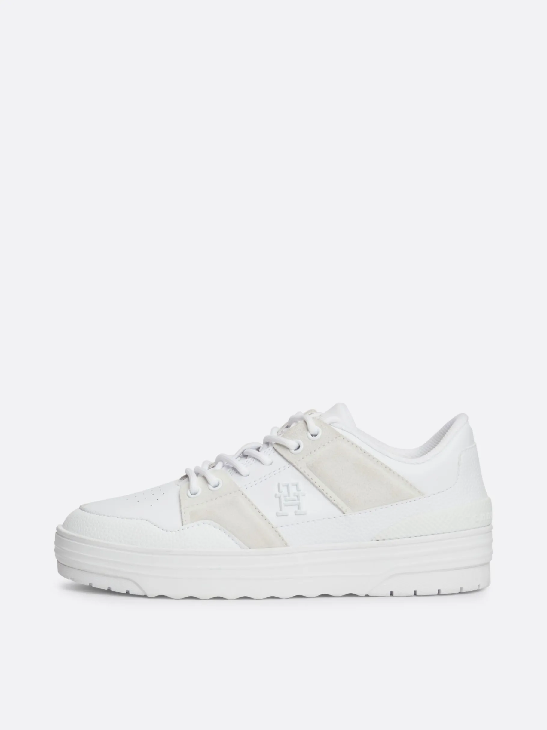 Tommy Hilfiger Basketball-Sneaker aus Leder mit Struktur-Mix WHITE Online