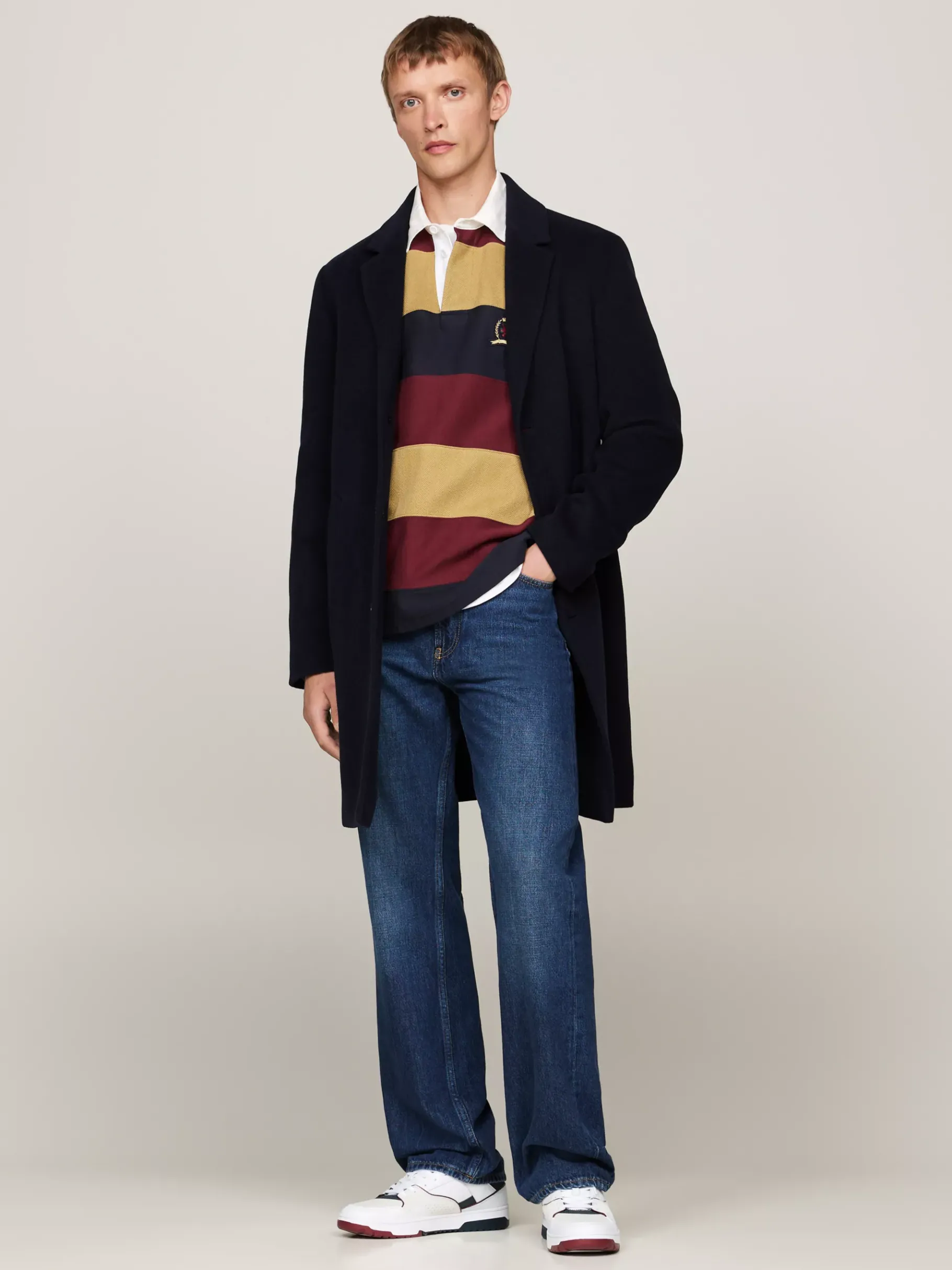 Tommy Hilfiger Basketball-Sneaker aus Leder in Color Block WHITE Cheap