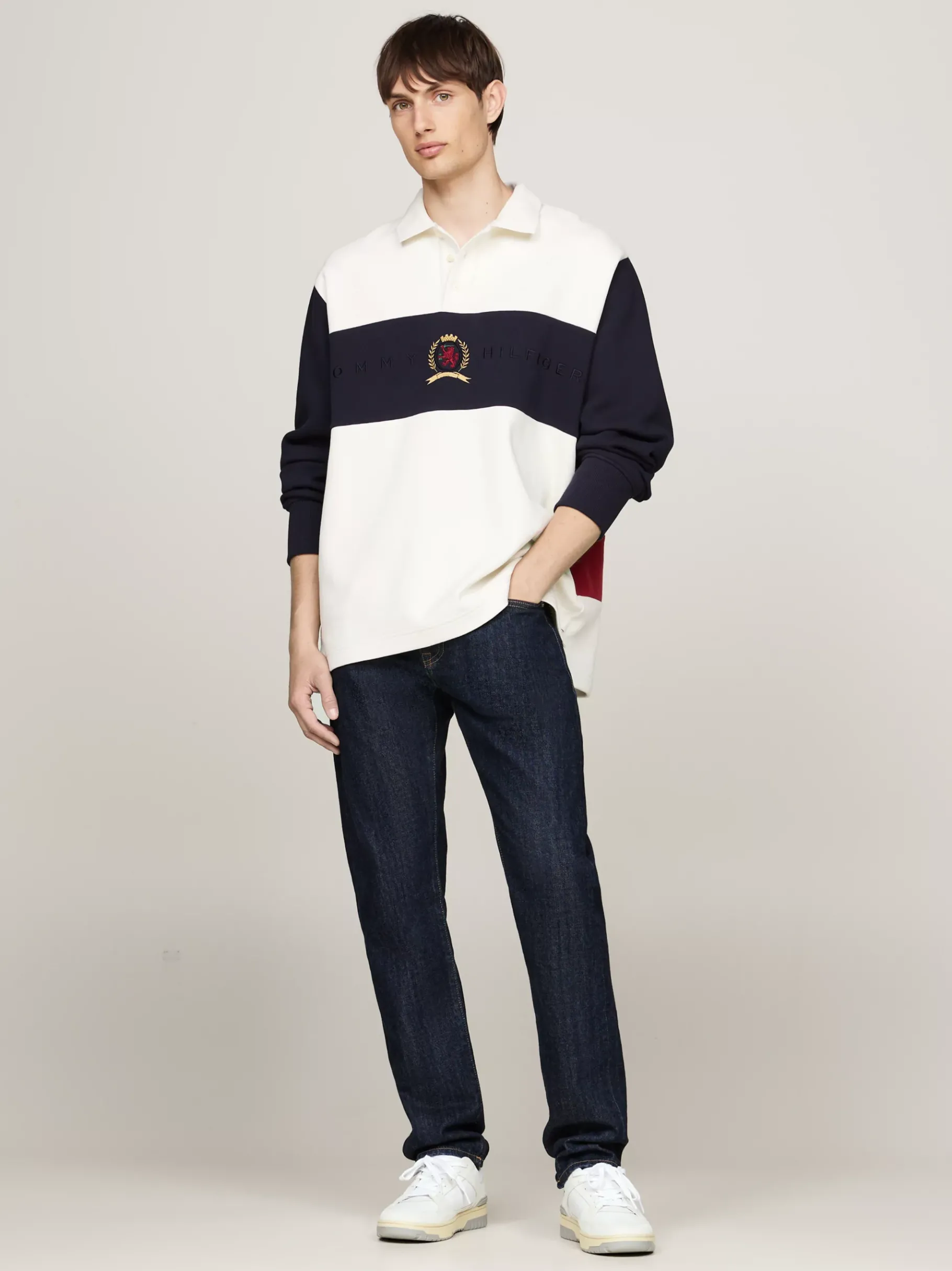 Tommy Hilfiger Basketball-Sneaker aus Leder mit TH-Monogramm WHITE Outlet