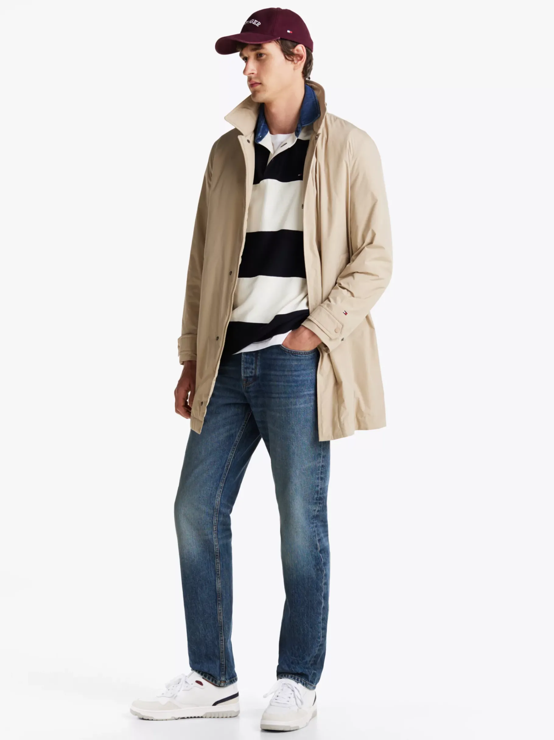 Tommy Hilfiger Basketball-Sneaker aus Leder mit Strukturmix WHITE New