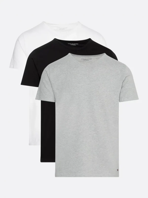 Tommy Hilfiger Baumwoll-T-Shirts im Dreierpack BLACK/WHITE/GREY HEATHER Clearance