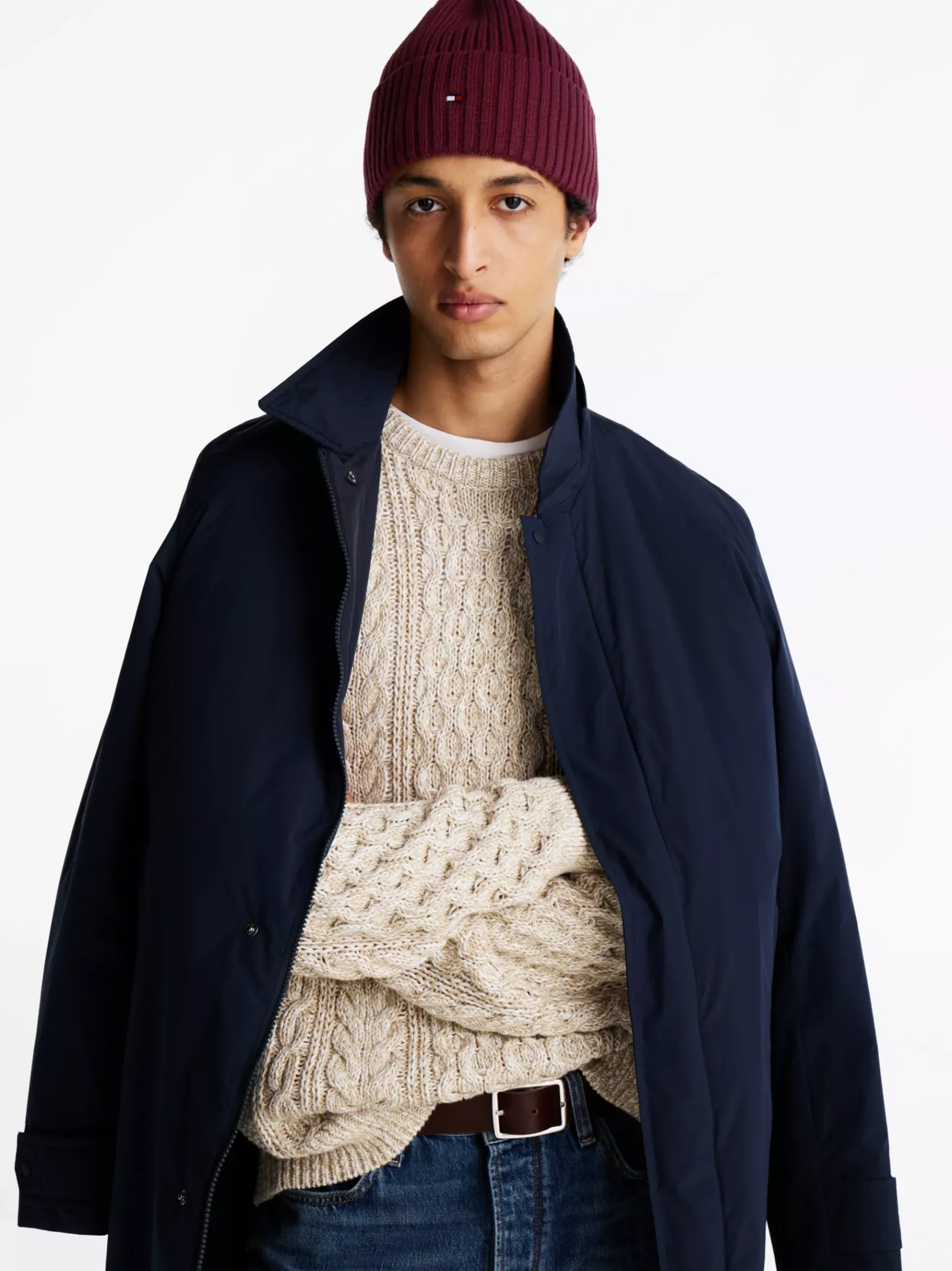 Tommy Hilfiger Beanie mit Kaschmir und Hilfiger-Flag RASPBERRY TRUFFLE Flash Sale