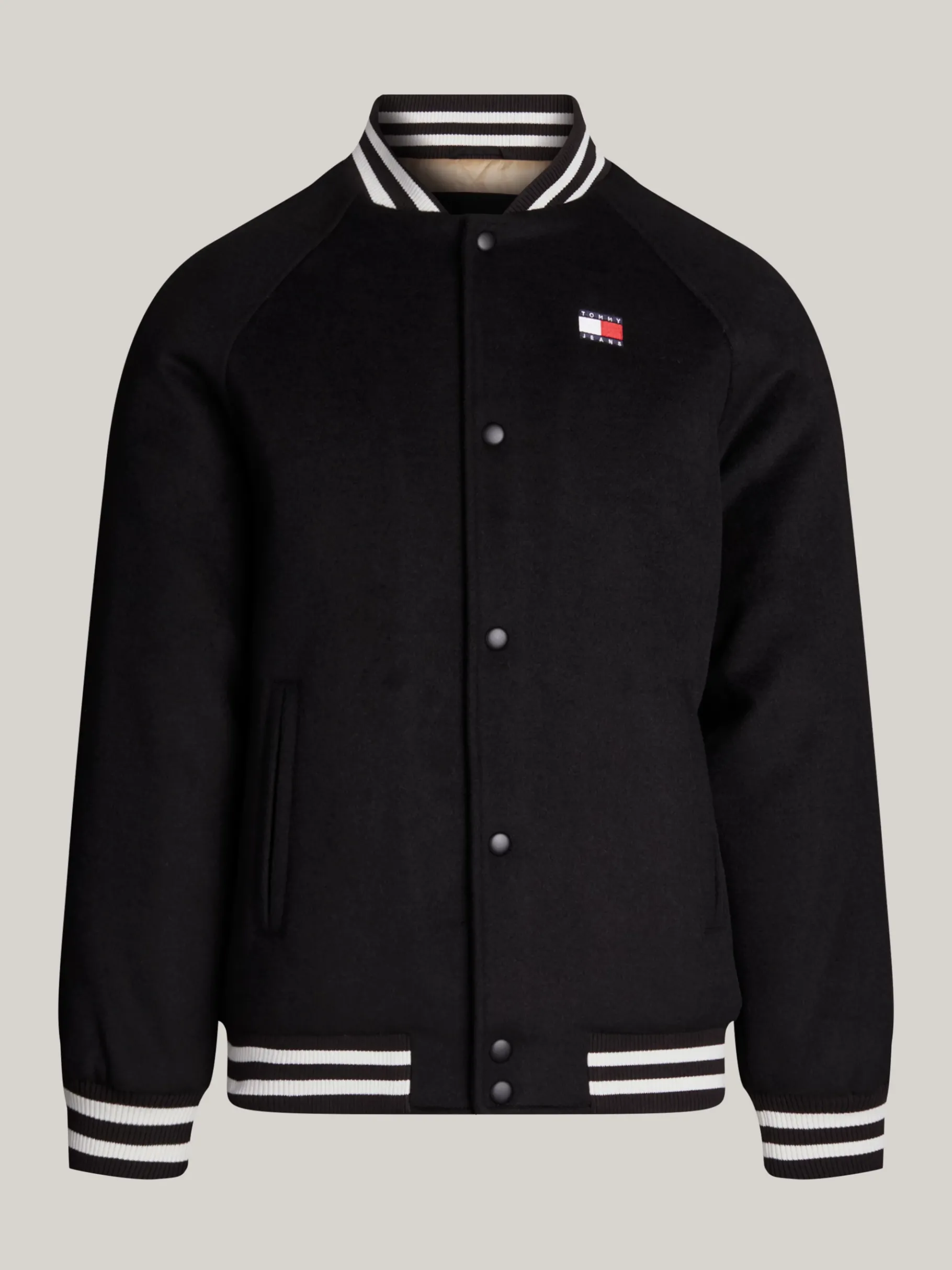 Tommy Hilfiger Bomberjacke mit Wolle und Kontrast-Streifen BLACK Shop
