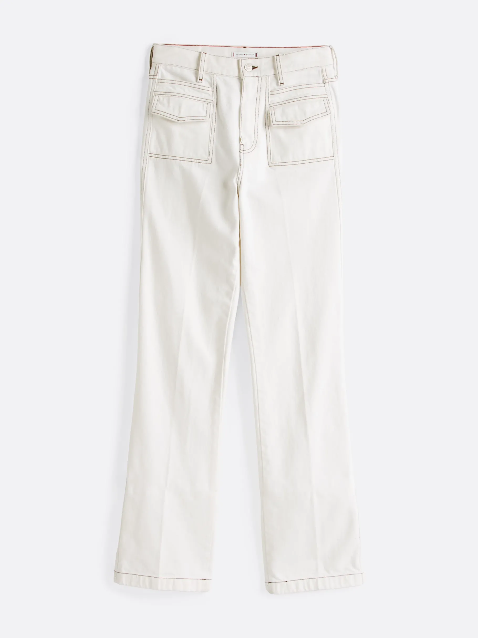 Tommy Hilfiger Bootcut Kontrast-Jeans mit hohem Bund ECRU New