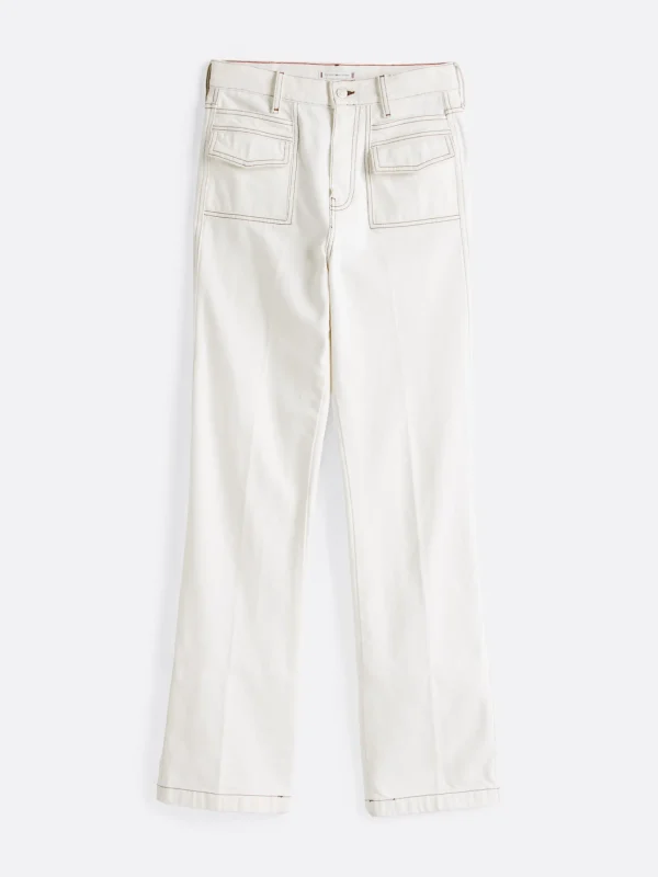 Tommy Hilfiger Bootcut Kontrast-Jeans mit hohem Bund ECRU New