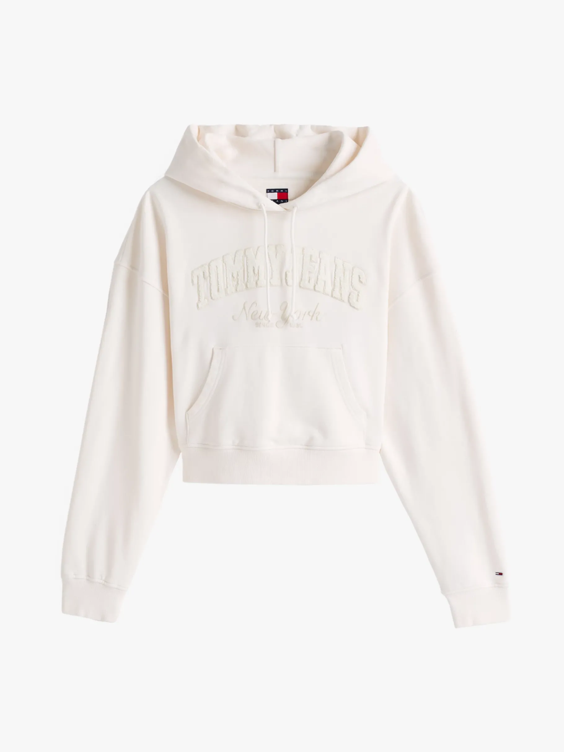 Tommy Hilfiger Boxy Cropped Fit Hoodie in Stückfärbung ANCIENT WHITE Cheap