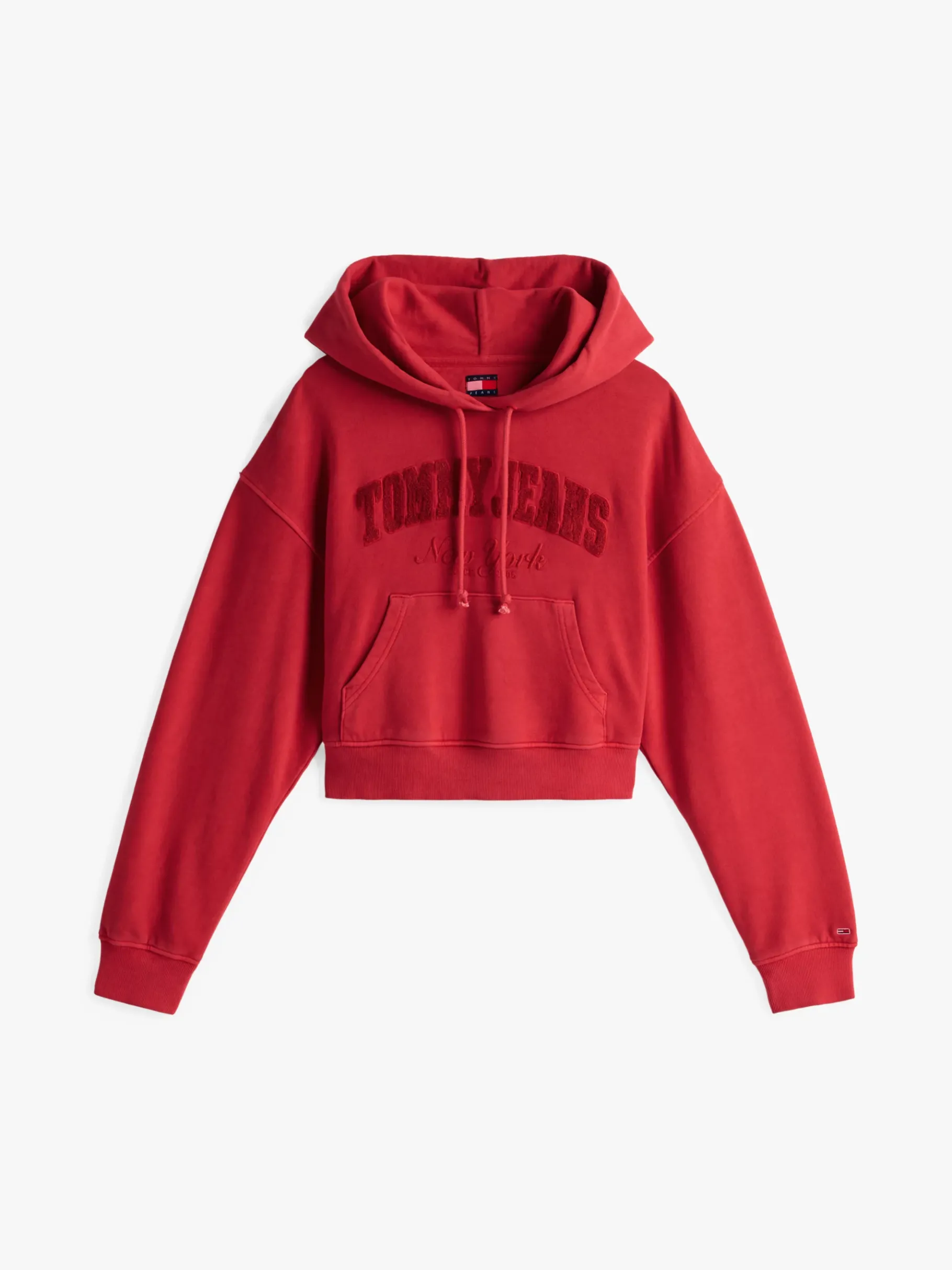 Tommy Hilfiger Boxy Cropped Fit Hoodie in Stückfärbung RED HOT Flash Sale