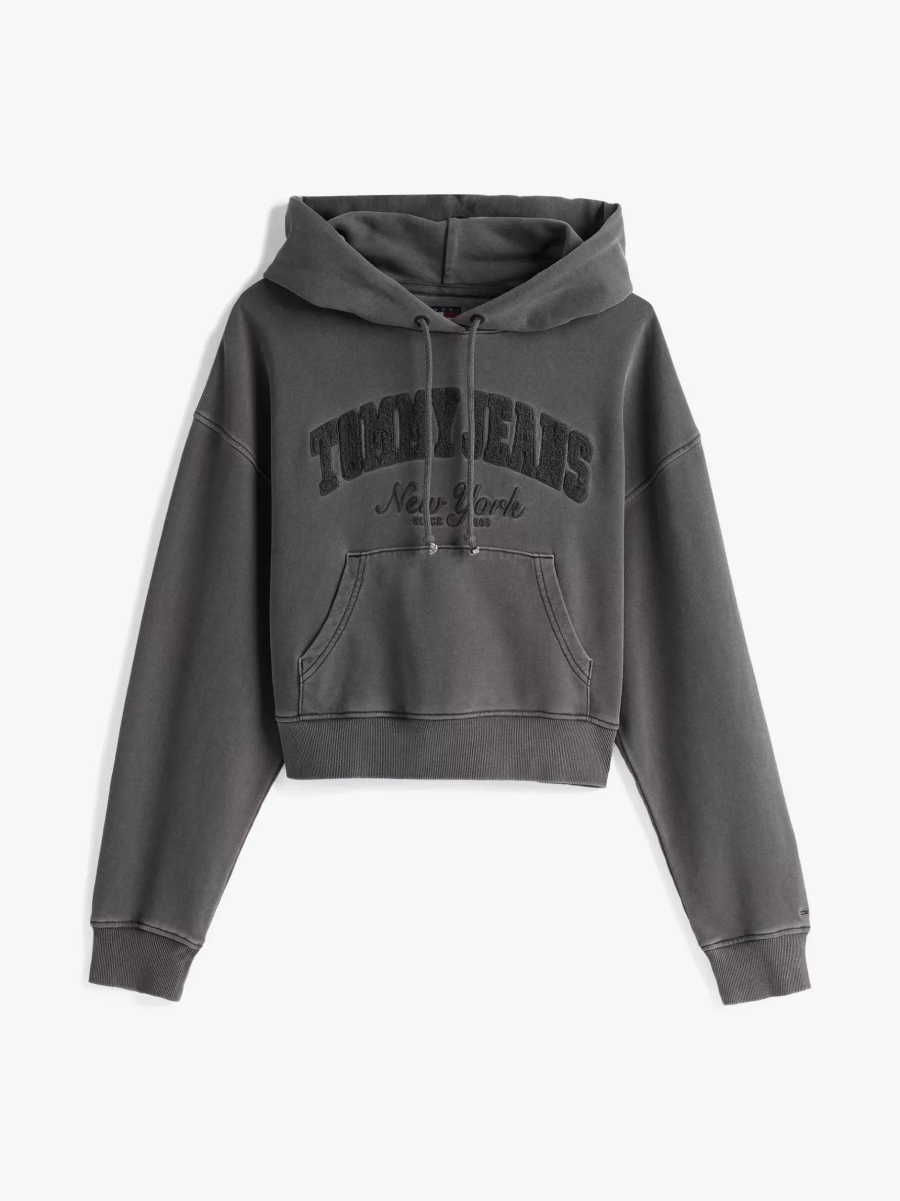 Tommy Hilfiger Boxy Cropped Fit Hoodie in Stückfärbung BLACK Sale