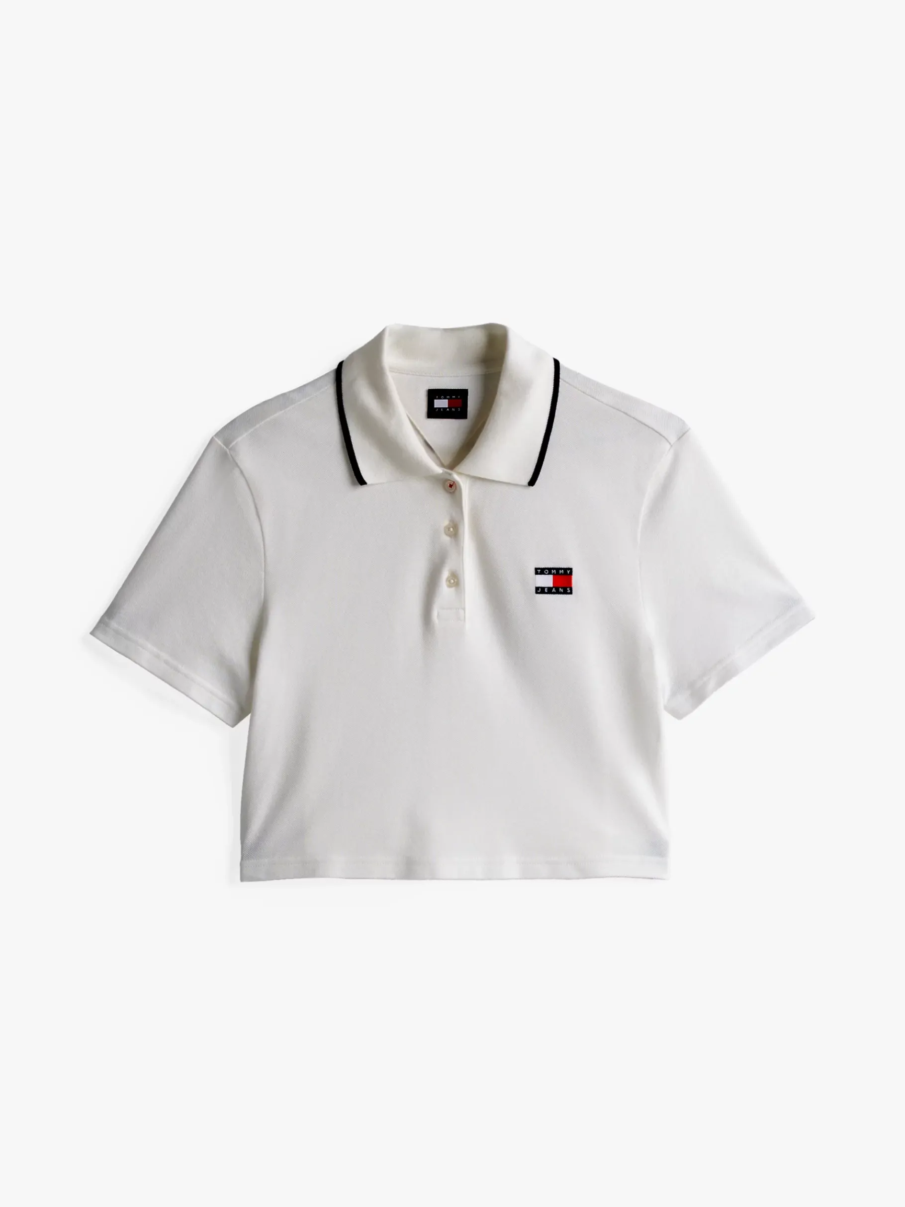 Tommy Hilfiger Boxy Cropped Fit Poloshirt ECRU Fashion