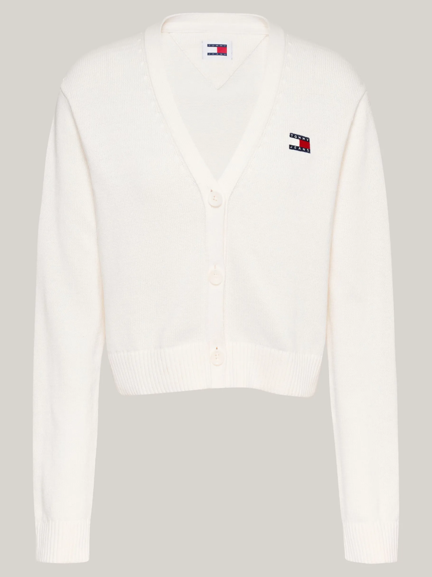 Tommy Hilfiger Boxy Fit Cardigan mit Badge ANCIENT WHITE Outlet