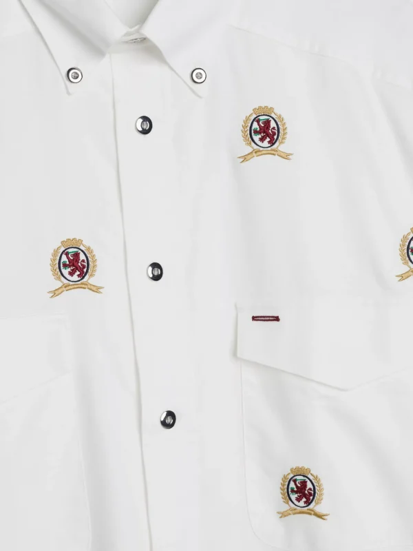 Tommy Hilfiger Boxy Fit Hemd mit Wappen-Stickerei ECRU Best Sale