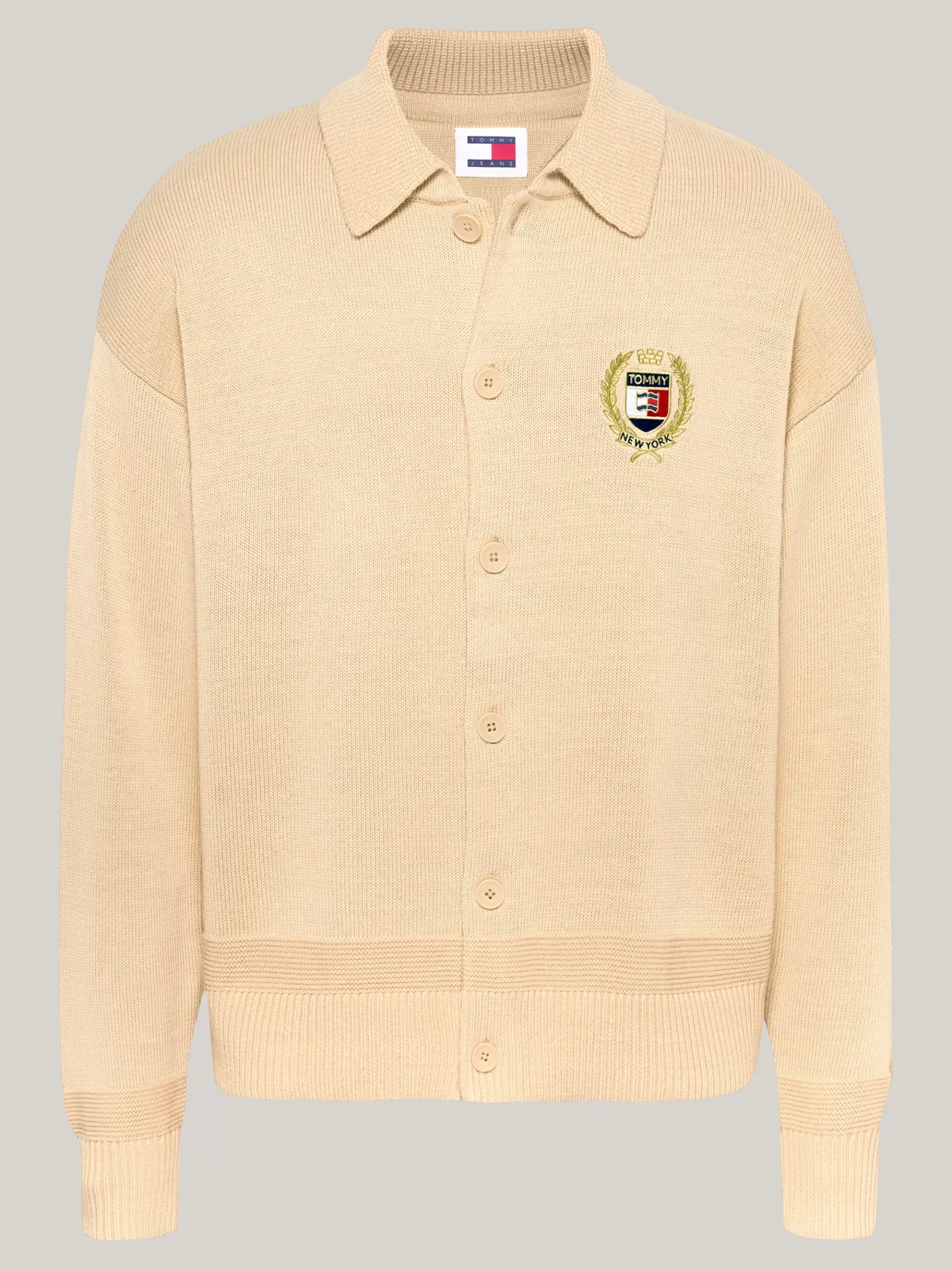 Tommy Hilfiger Boxy Fit Polo-Cardigan mit Wolle GENTLE GOLD Cheap
