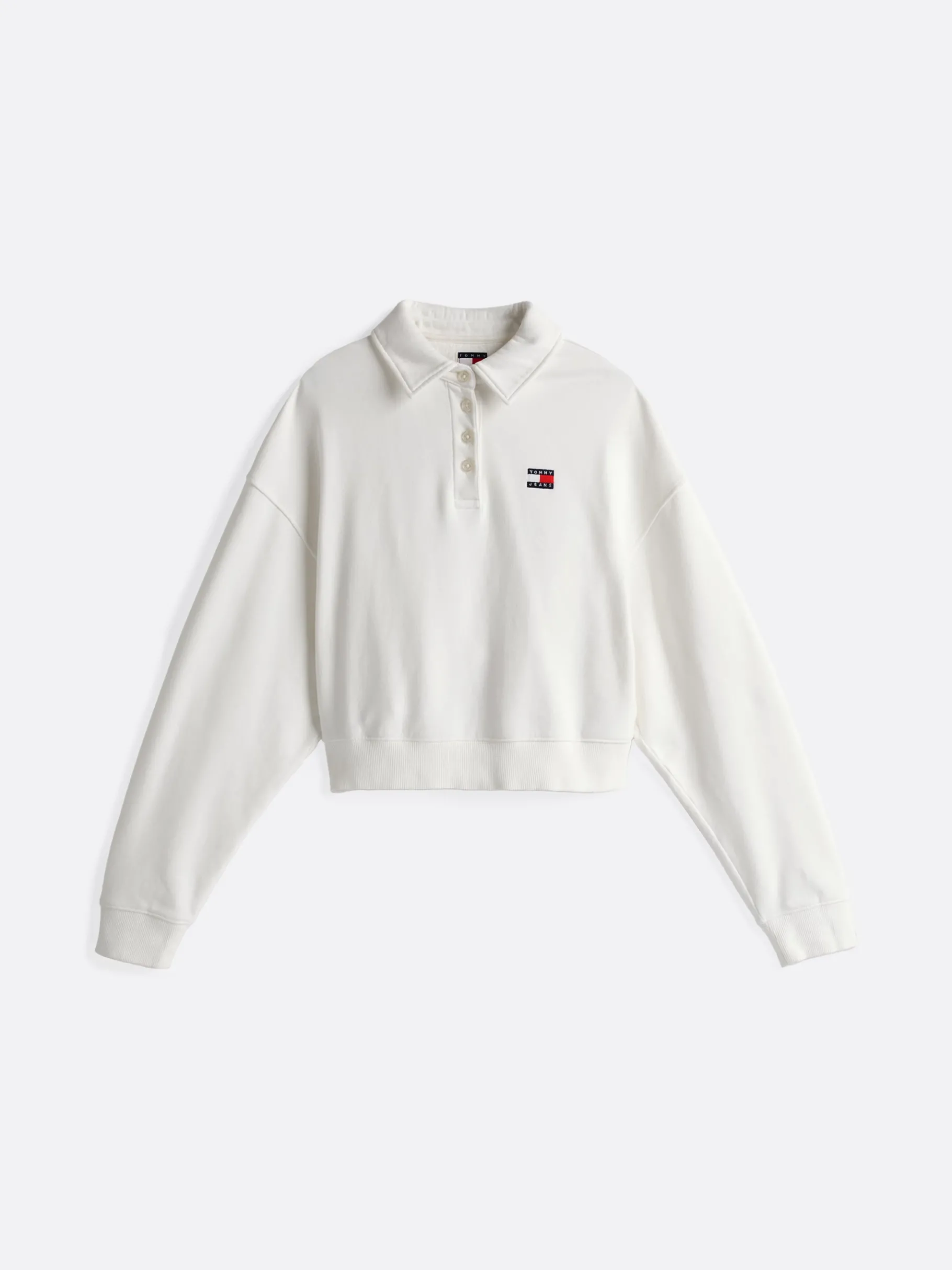 Tommy Hilfiger Boxy Fit Sweatshirt mit Polokragen ECRU Clearance
