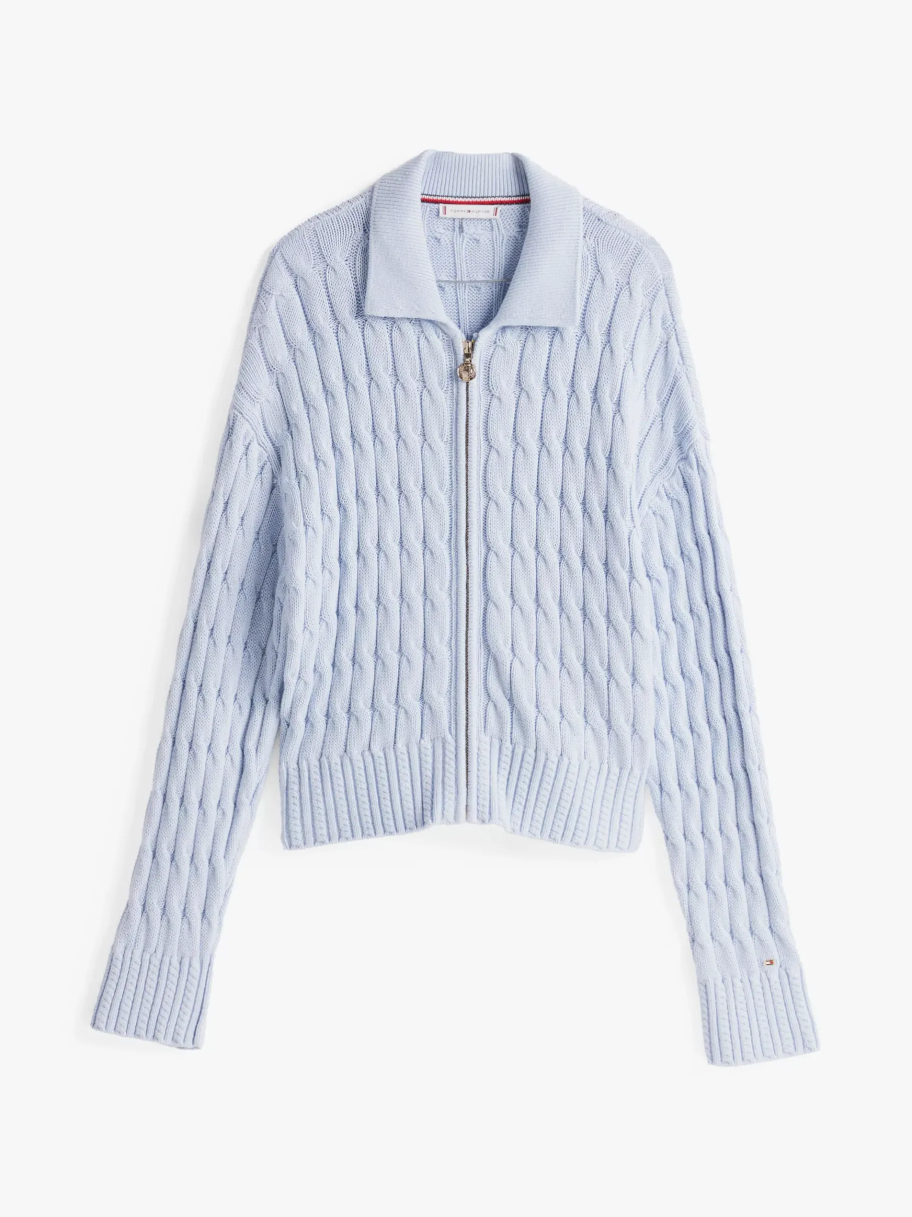 Tommy Hilfiger Boxy Fit Zopfstrick-Cardigan mit Zip BREEZY BLUE Shop