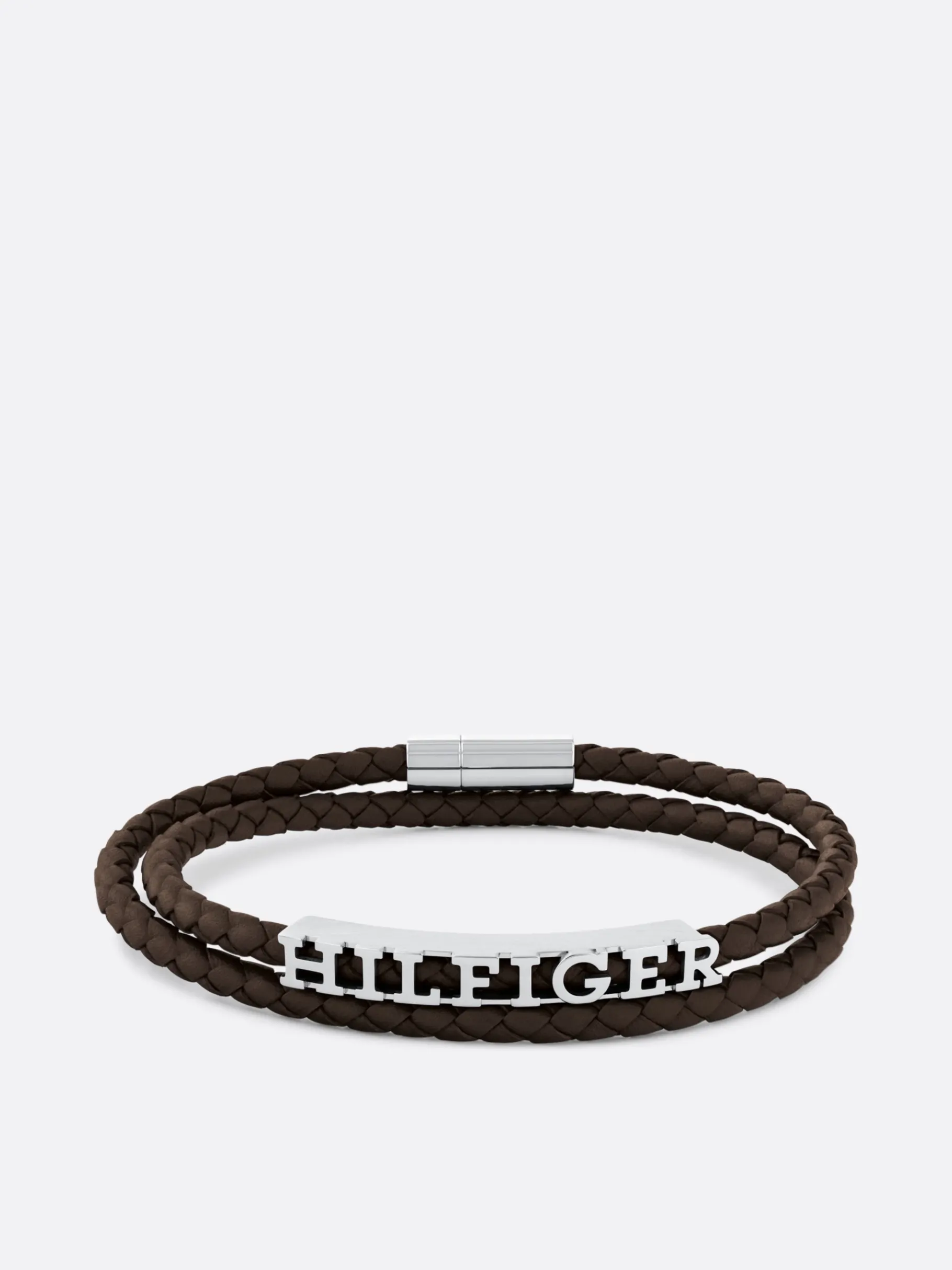 Tommy Hilfiger Braunes Armband aus geflochtenem Leder BROWN Flash Sale