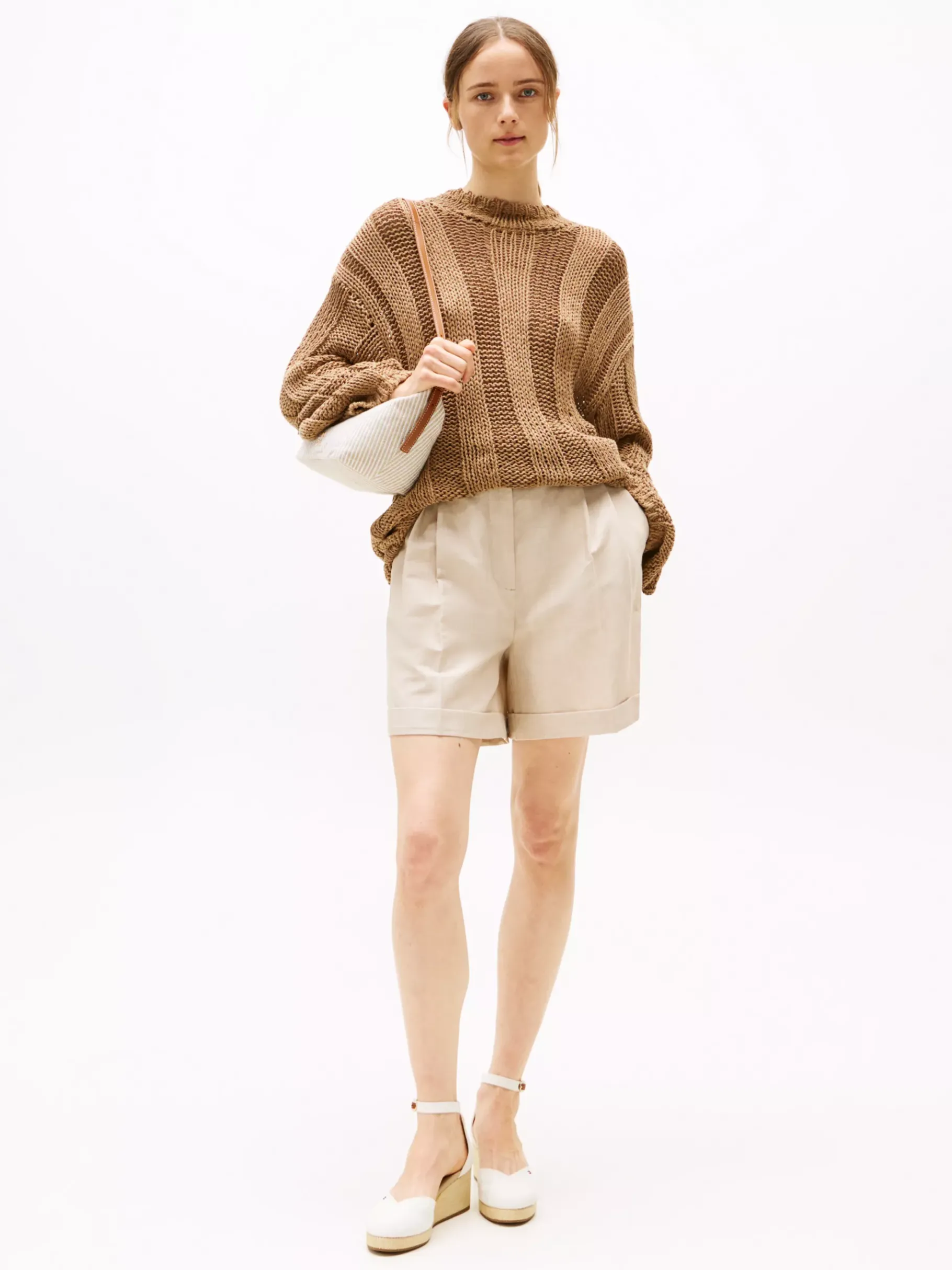 Tommy Hilfiger Canvas-Sandale mit Espadrille-Keilabsatz ECRU New