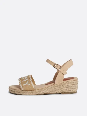 Tommy Hilfiger Canvas-Sandale mit Keilabsatz und Seil-Detail BEIGE Cheap