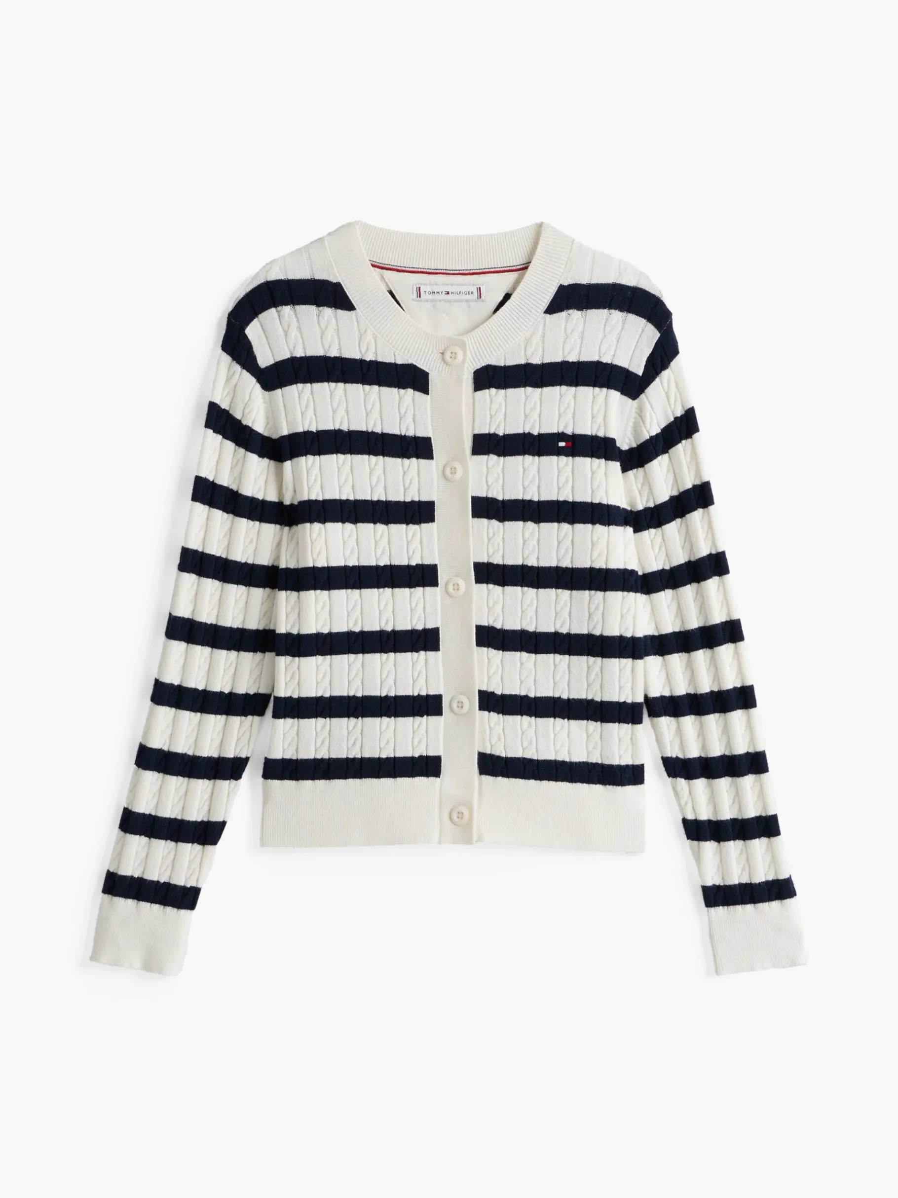 Tommy Hilfiger Cardigan mit Mini-Zopfmuster IVORY PETAL BASE NAVY STRIPES Cheap