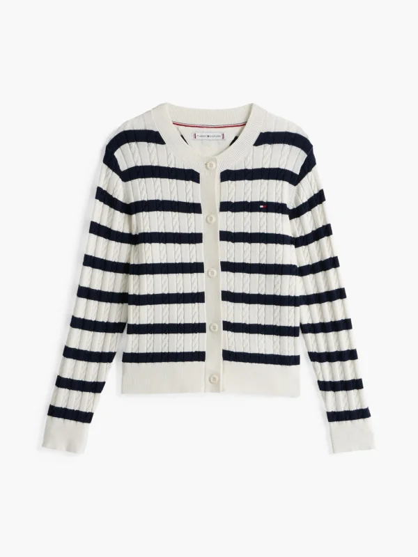 Tommy Hilfiger Cardigan mit Mini-Zopfmuster IVORY PETAL BASE NAVY STRIPES Cheap