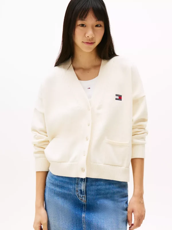 Tommy Hilfiger Cardigan mit Tommy-Badge ANCIENT WHITE Outlet