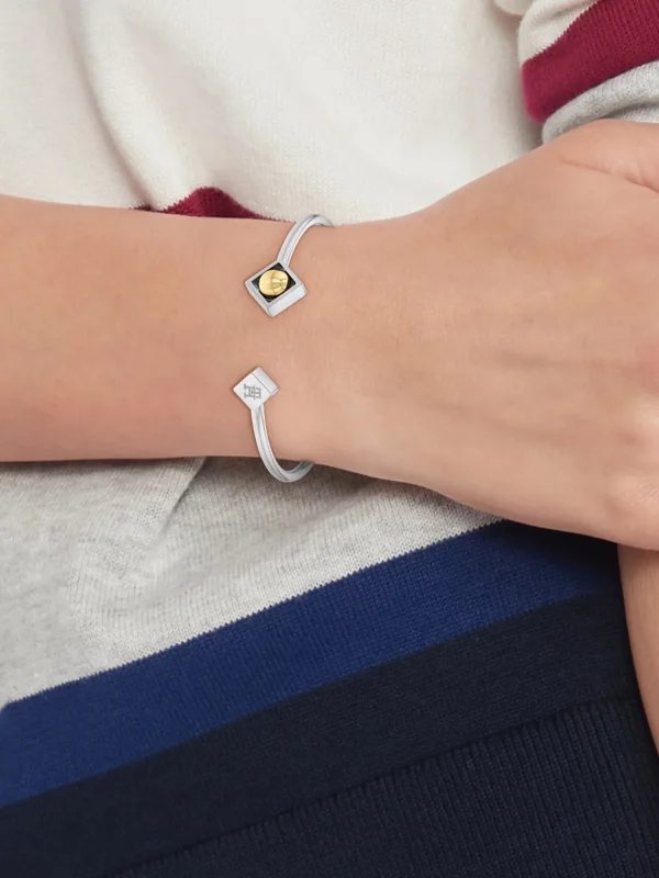 Tommy Hilfiger C-förmiger Edelstahl-Armreif mit vergoldeter Kugel TWO TONE Hot