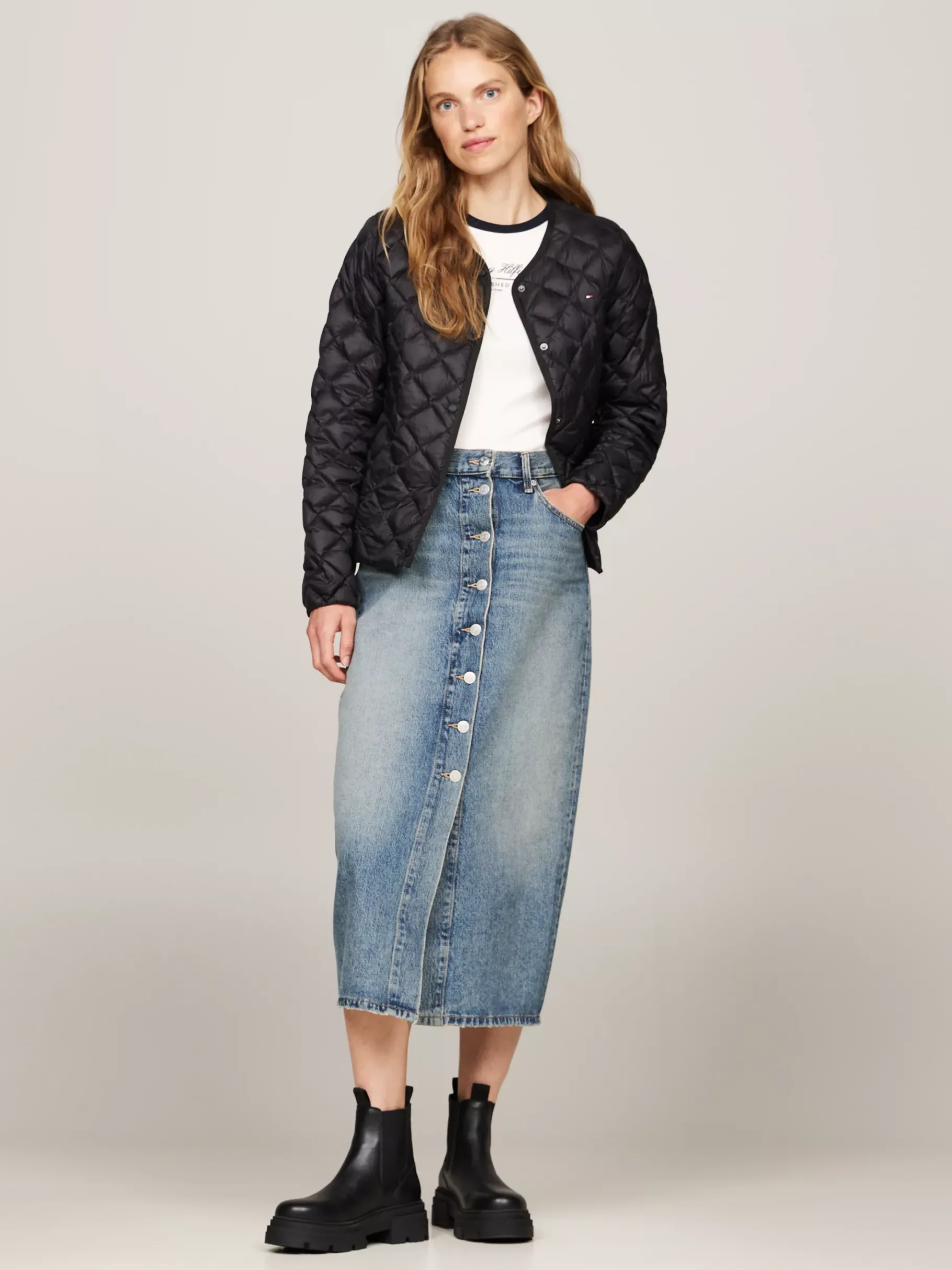 Tommy Hilfiger Chelsea-Boot aus Leder mit klobiger Sohle BLACK New