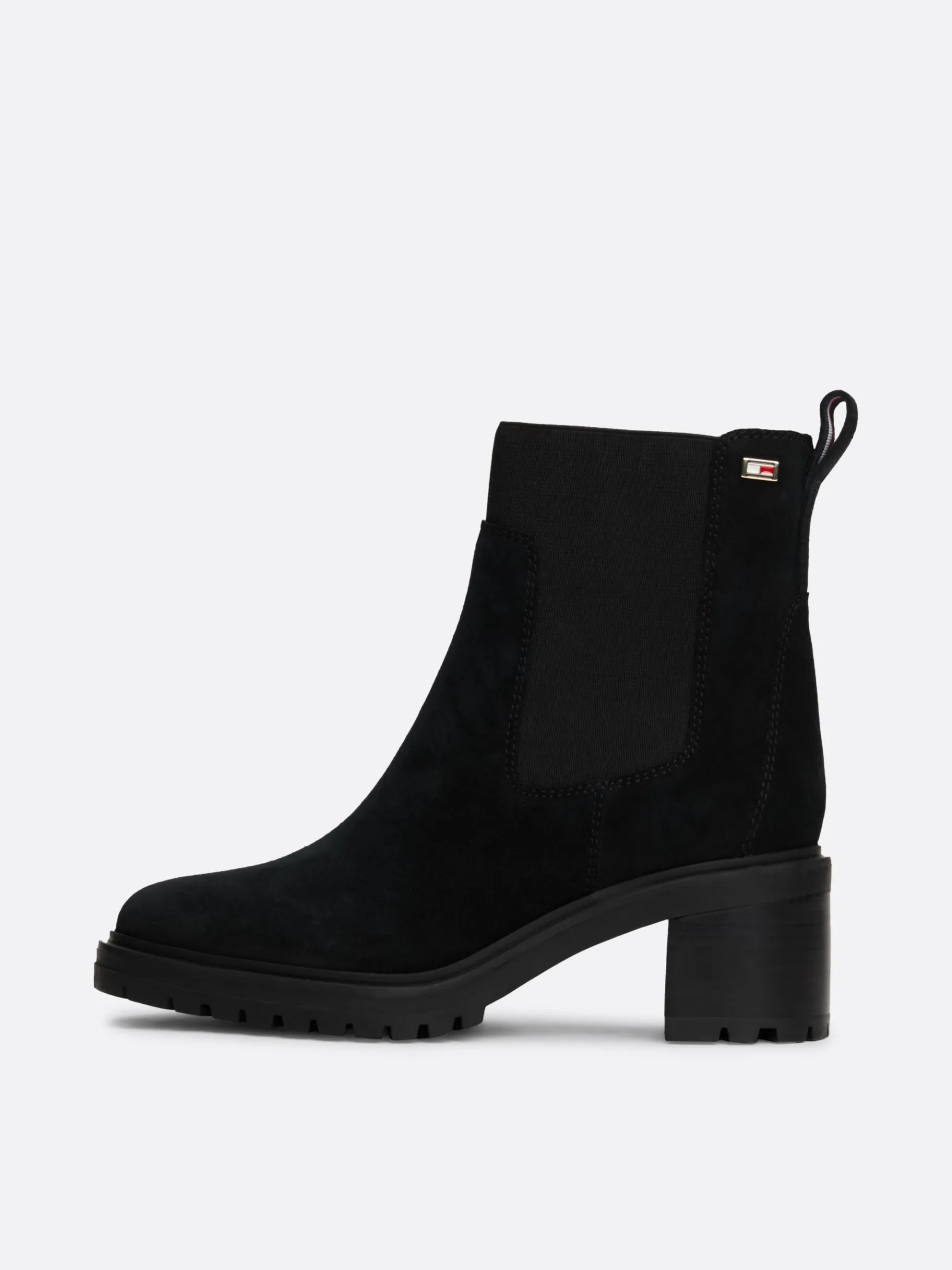 Tommy Hilfiger Chelsea-Boot aus Wildleder mit Blockabsatz BLACK Hot