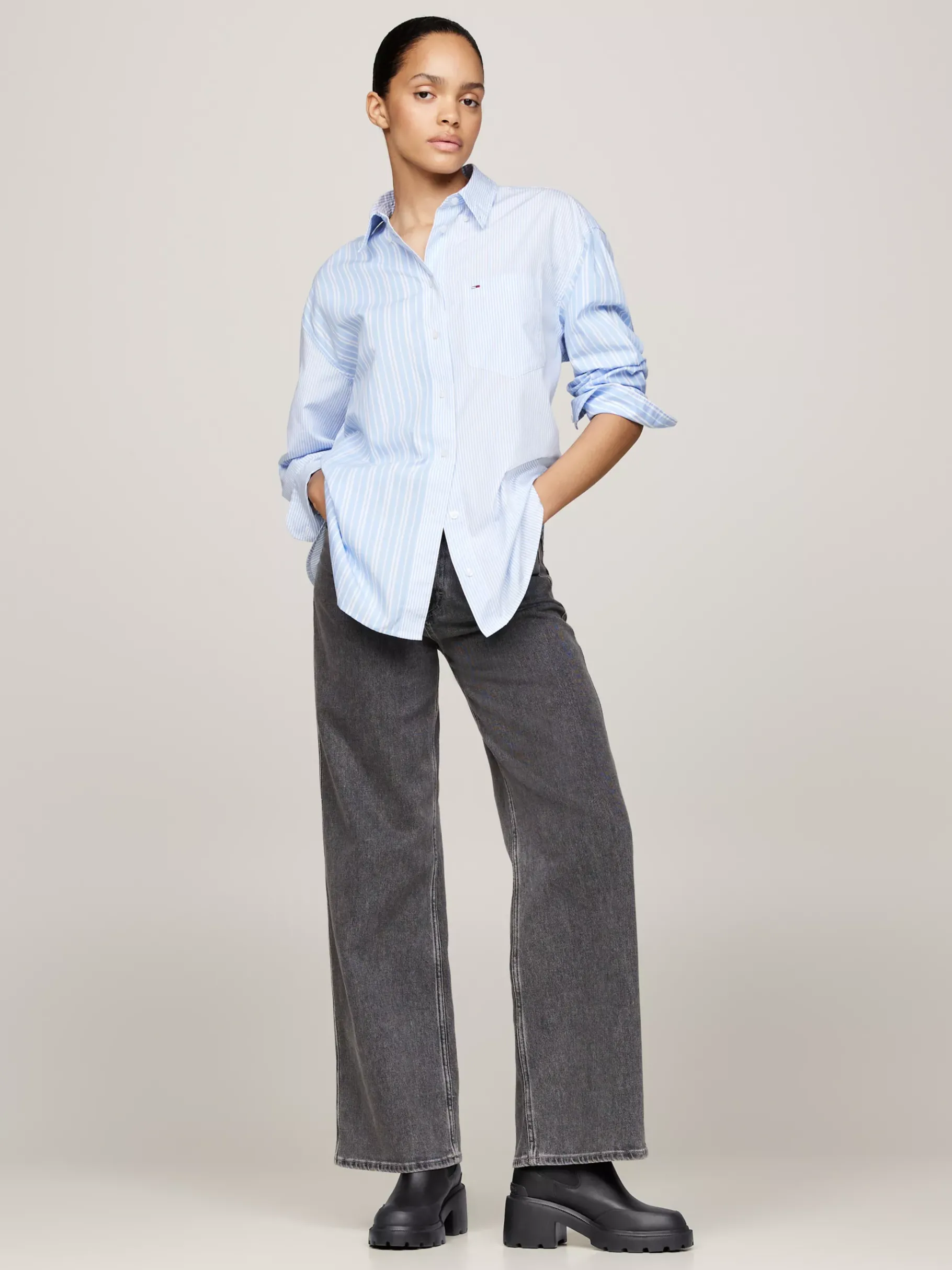 Tommy Hilfiger Chelsea-Lederboot mit Blockabsatz BLACK Best Sale