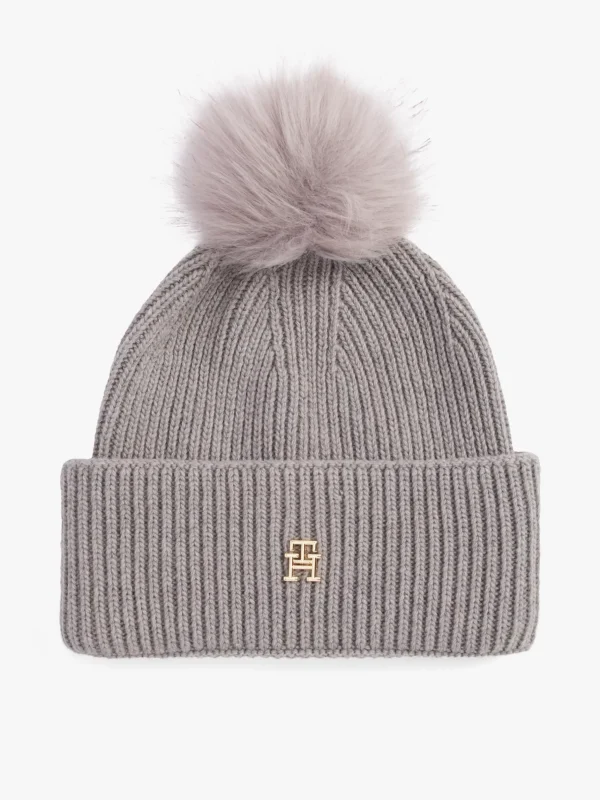 Tommy Hilfiger Chic Bommel-Beanie UNIVERSAL GREY New