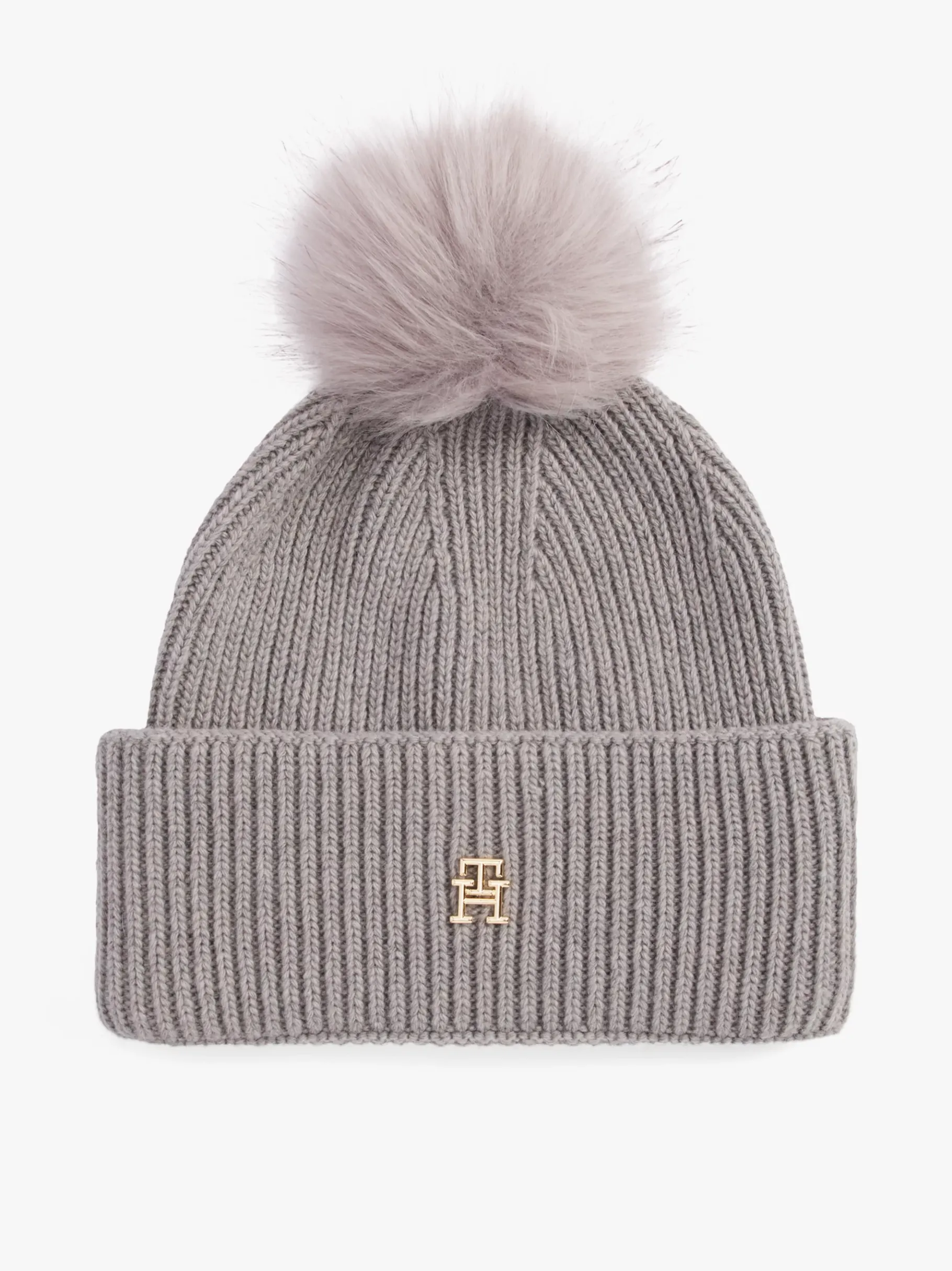Tommy Hilfiger Chic Bommel-Beanie UNIVERSAL GREY New