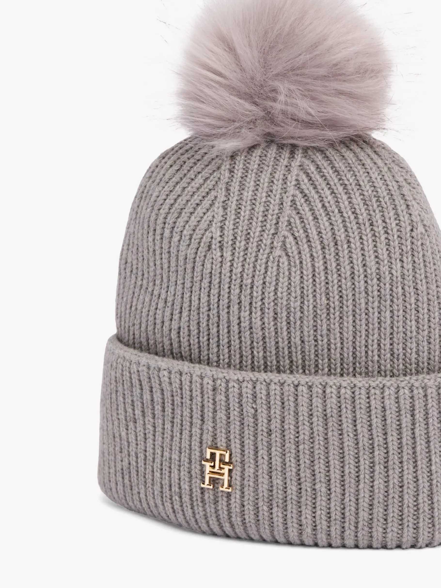 Tommy Hilfiger Chic Bommel-Beanie UNIVERSAL GREY New