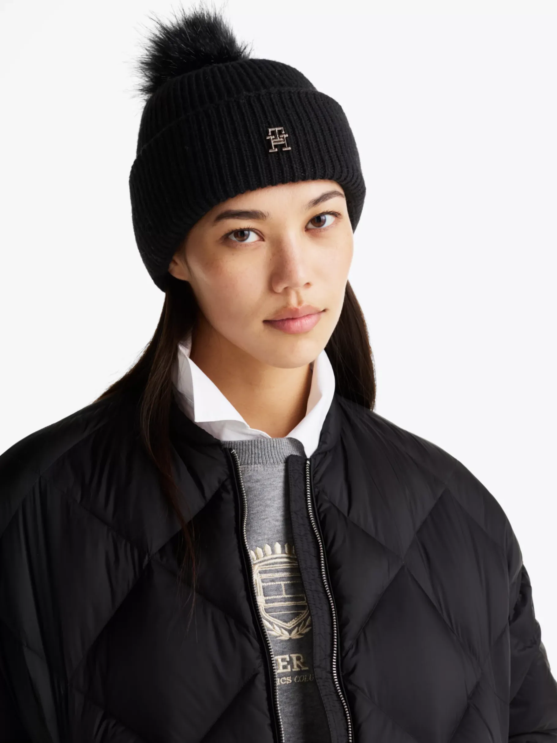 Tommy Hilfiger Chic Bommel-Beanie BLACK Best