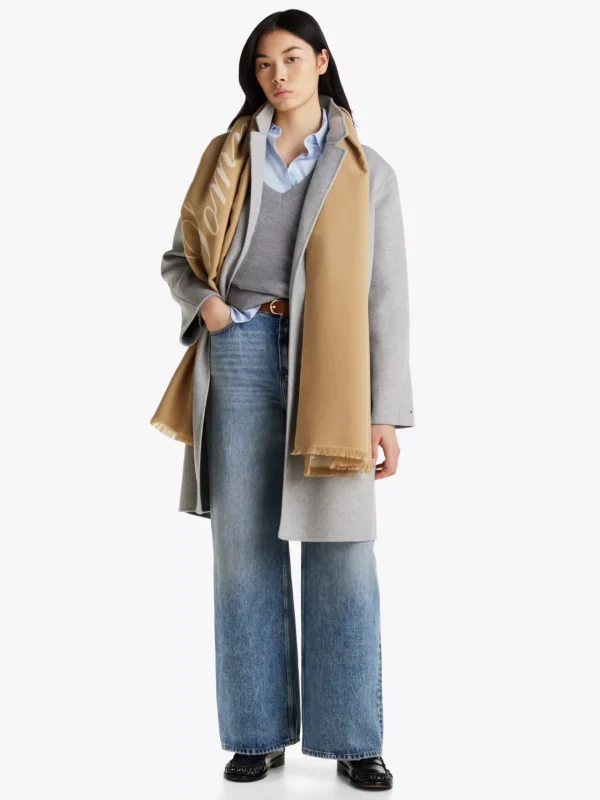 Tommy Hilfiger Chic Schal mit Logo und Fransen SAFARI CANVAS/SUGARCANE Best