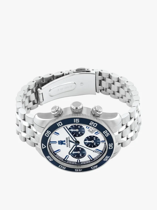 Tommy Hilfiger Chronograf mit marineblauer Lünette SILVER Best Sale