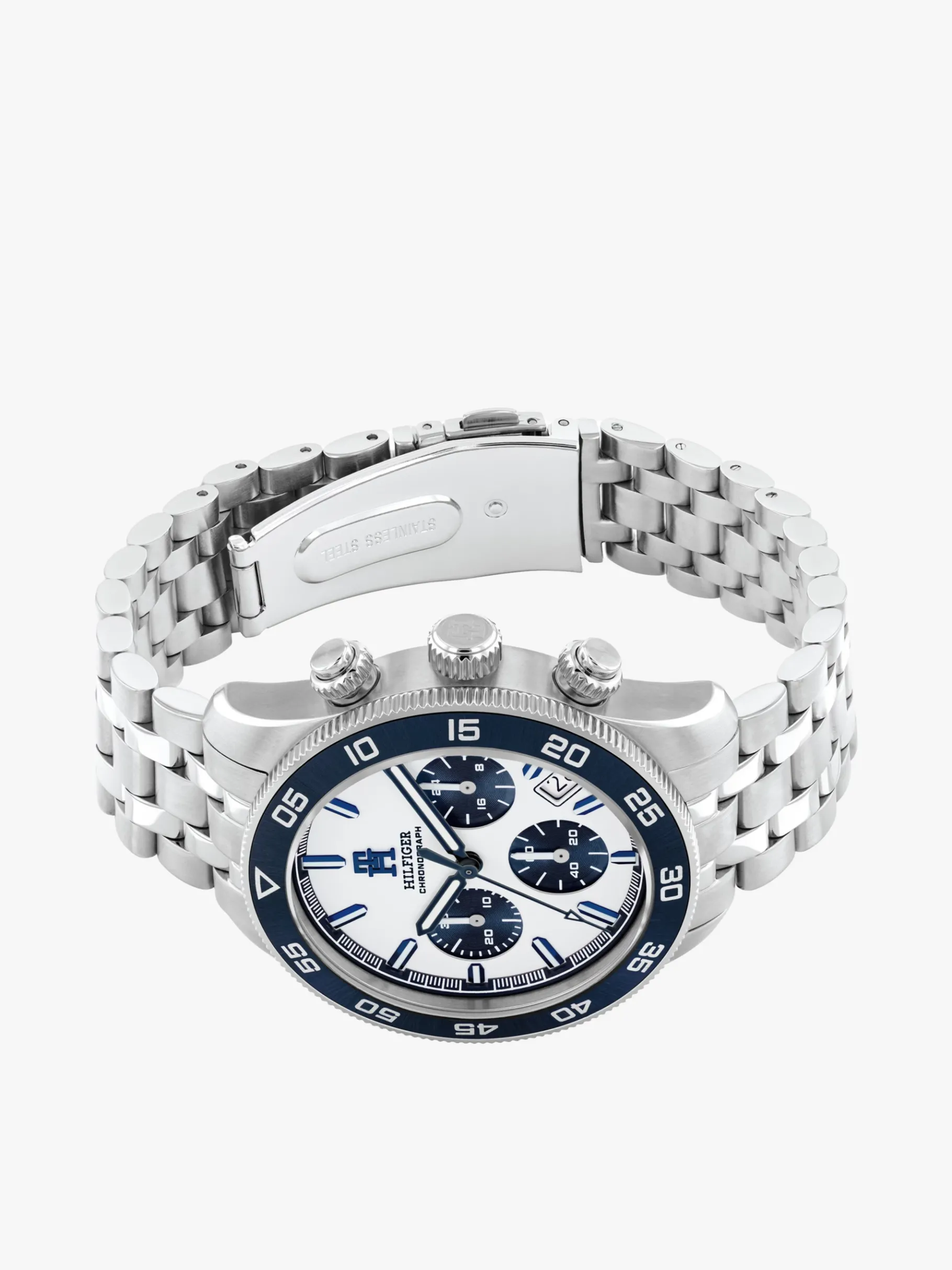 Tommy Hilfiger Chronograf mit marineblauer Lünette SILVER Best Sale