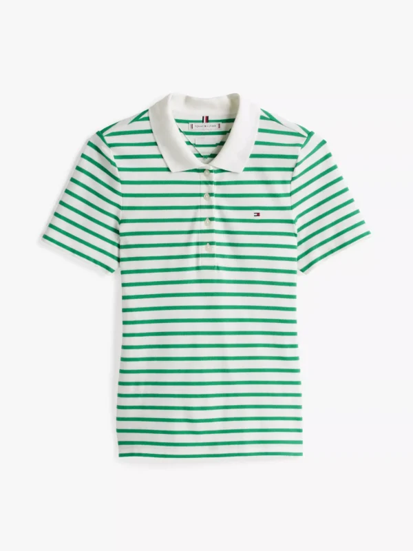 Tommy Hilfiger 1985 Collection Slim Fit Poloshirt ECRU/RADIANT GREEN STP Best Sale