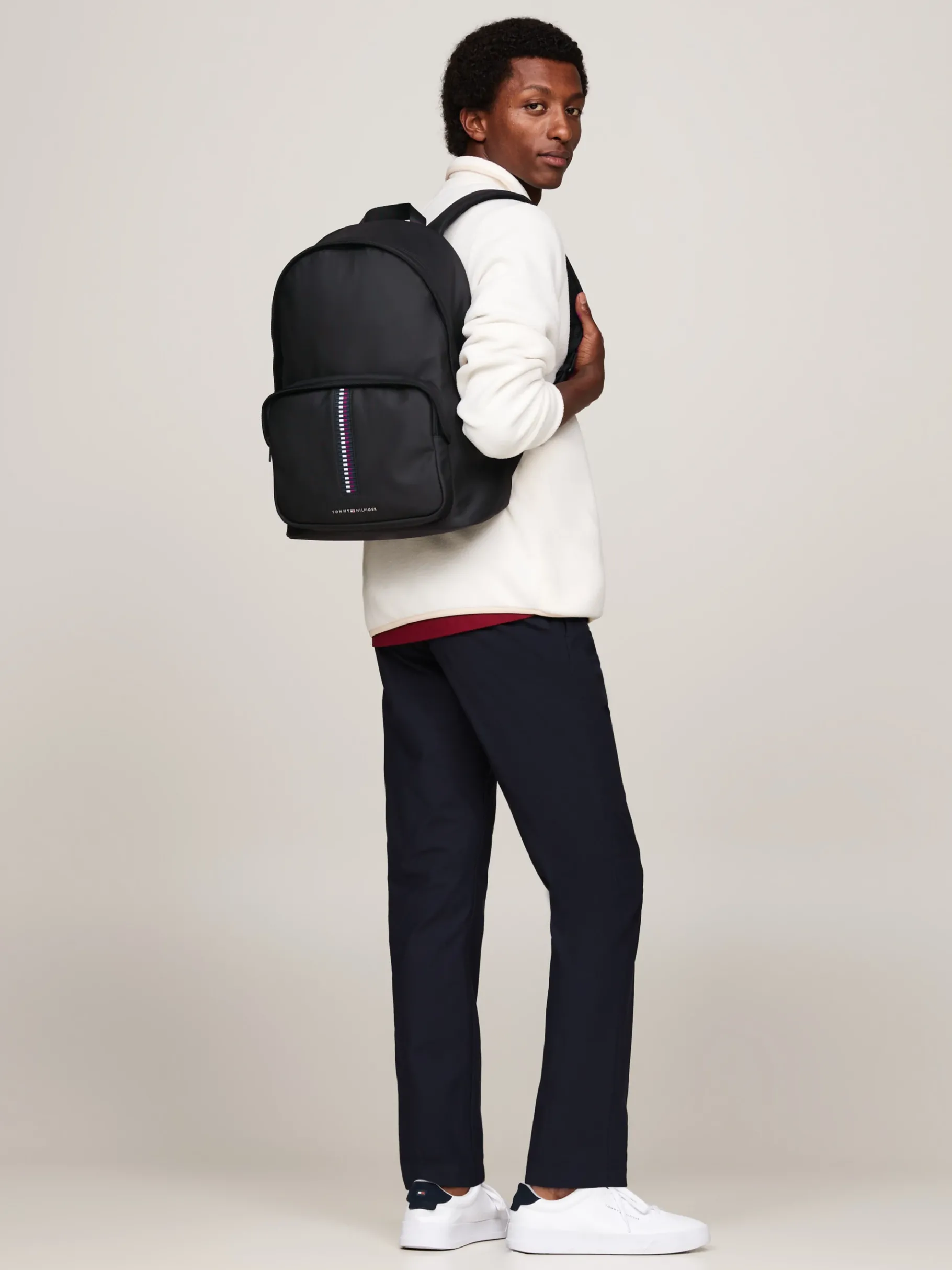 Tommy Hilfiger Corporate gewebter kuppelförmiger Rucksack BLACK Best Sale