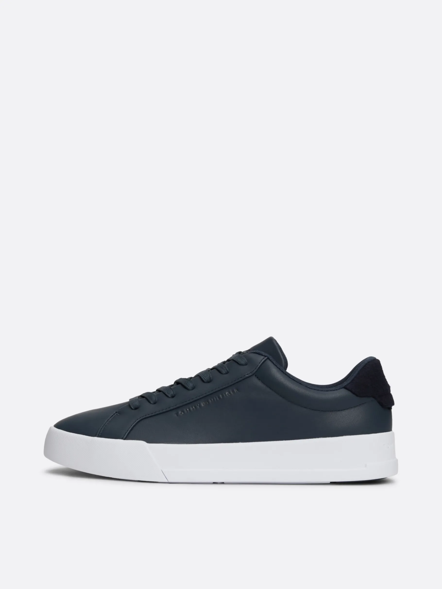 Tommy Hilfiger Court-Ledersneaker mit Kontrast-Fersendetail MILITARY DENIM Best Sale