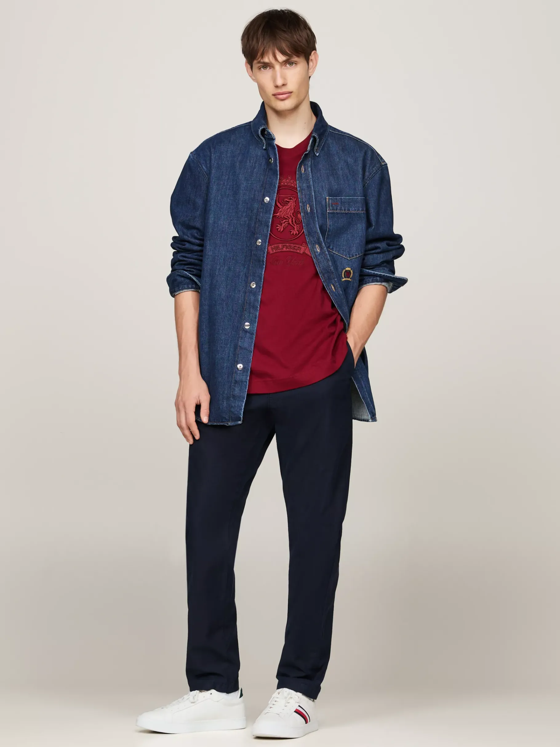 Tommy Hilfiger Court-Ledersneaker mit Tommy-Tape ANCIENT WHITE Clearance